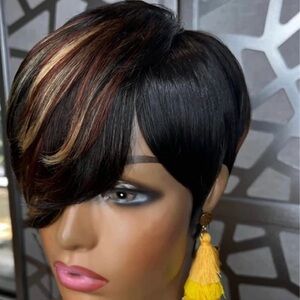 Empire17 short pixie cut human hair wig blond brown 1b/33/27 with bang